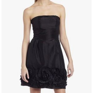 MAX AND CLEO Women Size 8 Strapless Ruffle Pleated Little Black Dress New Floral